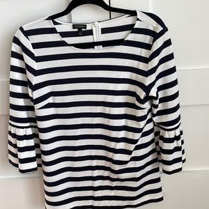 Talbots stripe top, navy and white